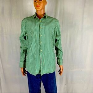 Paul Smith Green and cream stripe shirt XL